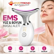 Ems Yüz Masaj Aleti, Yüz ve Boyun Masaj Cihazı 3 Modlu, 7 Renk LED Işık, Titreşim ve Sıcaklık Destekli Cilt Bakım Cihazı