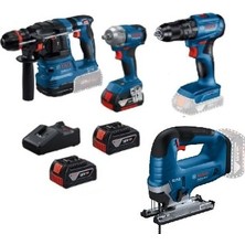 Bosch Dörtlü Set Gbh 18V-22 , Gdx 18V-285 , Gsr 18V-45 , Gst 185 4.0 Ah x 3