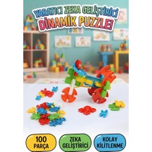 Farbu Oyuncak 100 Parça Saklama Kutulu Eğitici Dinamik Puzzle Geçmeli Blok Zeka ve Beceri Oyunu