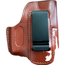Rigor Universe G43 G43X Uyumlu Deri Klipsli IWB Tabanca Kılıfı Kahverengi Sağ El