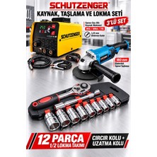 SCHUTZENGER Gazsız Gaz Altı Kaynak Makinesi 180MM Devir Ayarlı Spral Taşlama 12 Parça 1/2 Lokma Takımı