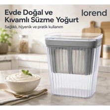 Lorend Filitremeli Yoğurt Süzme Kabı 2200ML,PASLANMAZ Çelik 3 Parçalı Süzme Yoğurt Aparatı Kapaklı