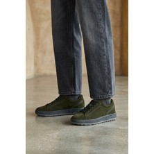 Ziya, Erkek Hakiki Deri Sneaker 1631064ZOZY342 Haki