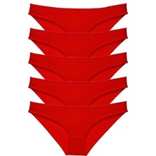 Kapamarka 5 Adet Süper Eko Set Likralı Kadın Slip Külot Kırmızı