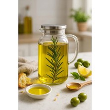 ALOHA EQ QUALITY 1.8 Litre Borosilikat Cam Zeytinyağı ve Sıvı Yağ Şişesi Büyük Boy Yağdanlık