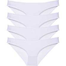 Kapamarka 4 Adet Süper Eko Set Likralı Kadın Slip Külot Beyaz