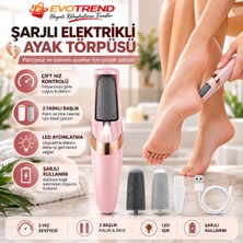 Şarjlı Elektrikli Ayak Törpüsü 2 Başlıklı 2 Hızlı LED Işıklı Nasır Topuk Törpüsü Ayak Tabanı Bakım Cihazı Elektrikli Ayak Bakım Aleti