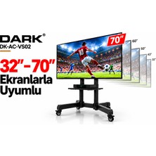 Dark AVA1500 32"-70" 50 KG Taşıma Kapasiteli Hareketli TV Standı – Yükseklik ve Eğim Ayarlı, AV Raflı Tekerlekli Stand (DK-AC-VS02)