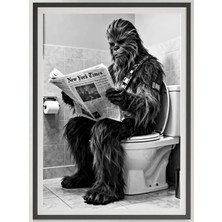Taranist Poster - Chewbacca Gazete Okurken - Star Wars Eğlenceli Duvar Dekoru