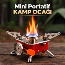 Glaswen Taşınabilir Mini Portatif Kamp Ocağı Tek Gözlü Kırmızı Renk Kartuşlu Manyeto Çakmaklı Piknik Ocak