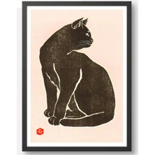 Taranist Kağıt Poster - Minimalist Siyah Kedi Illüstrasyonu - Dekoratif Kedi Posteri