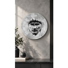 Renkli Baskı Atatürk Desenli Sayılı Hediyelik Ahşap Sessiz Duvar Saati 45CM