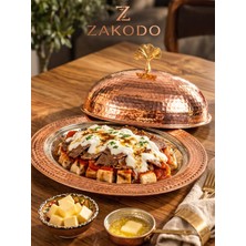 Zakodo Bakır Iskender Sunum Tabağı Kapaklı Kayık Içi 30CM