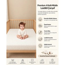 Zeypba 4 Katlı Müslin Bebek Beşik Çarşafı 2li Ekru – %100 Pamuk 50X90CM (2 Adet)