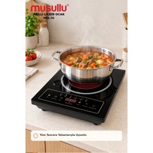 Musullu Msl-14 Akıllı Lazer Ocak 2000W – 60-650°C Ayarlanabilir Sıcaklık, 11 Kademe, 3 Saat Zamanlayıcı, Kristal Cam Tekli Elektrikli Ocak