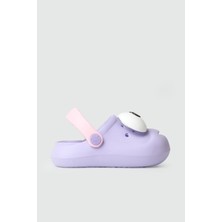 Ademora Lila Emoji Günlük Bahçe Sahil Plaj Kreş Unisex Çocuk Terlik & Sandalet