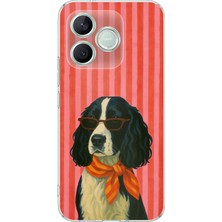 TechTree Honor 600 Lite Uyumlu Gözlüklü ve Fularlı Havalı Köpek Baskılı Silikon Kılıf