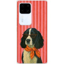 TechTree Vivo V30 Uyumlu Gözlüklü ve Fularlı Havalı Köpek Baskılı Silikon Kılıf