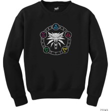 Z zepplin The Witcher Wolf Symbols Siyah Sweatshirt