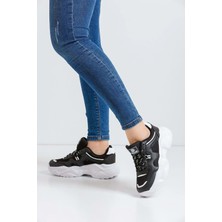 Ademora Siyah Rahat Kalın Taban Kadın Sneaker Spor Ayakkabı