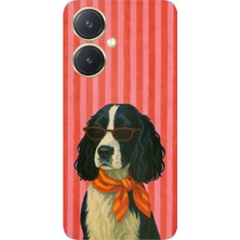 TechTree Vivo Y27 Uyumlu Gözlüklü ve Fularlı Havalı Köpek Baskılı Silikon Kılıf