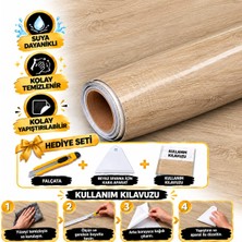 Niks Home Kendinden Yapışkanlı Krem Mermer Desenli Mutfak Banyo Tezgah Duvar ve Masa Kaplama.