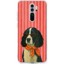 TechTree Redmi Note 8 Pro Uyumlu Gözlüklü ve Fularlı Havalı Köpek Baskılı Silikon Kılıf