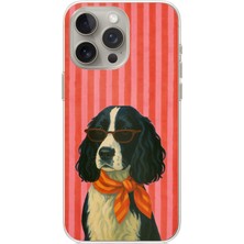 TechTree iPhone 15 Pro Uyumlu Gözlüklü ve Fularlı Havalı Köpek Baskılı Silikon Kılıf