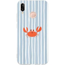 TechTree Huawei P20 Lite Uyumlu Deniz Temalı Yengeç Baskılı Silikon Kılıf
