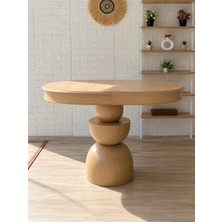 Silla Boğum Ayaklı Masa Ahşap Oval Naturel Renkli Açılır Masa (Boy 90 Cm/en 130 Cm)