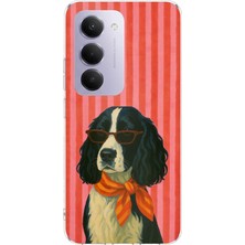 TechTree Redmi 15 4g Uyumlu Gözlüklü ve Fularlı Havalı Köpek Baskılı Silikon Kılıf