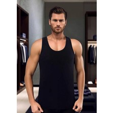 White Velvet Erkek 3'lü Siyah Modal Pamuklu Atlet - Yumuşak Dokulu Premium Atlet