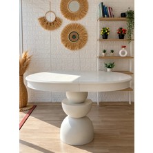 Silla Boğum Ayaklı Masa Ahşap Oval Beyaz Renkli Açılır Masa (Boy 80 Cm/en 120 Cm)
