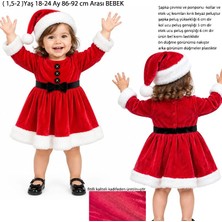 Pandoli Fitilli Kadife Kumaş 1,5-2 Yaş 18-24 Ay 86-92 cm Yılbaşı Bebek Noel Anne Kostümü 2 Parça