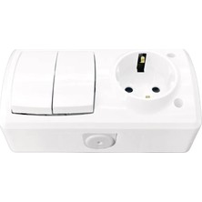 De-Pa 83103 Nemliyer Sıvaüstü Topraklı Priz ve Komitatör Beyaz 16A 220-250V