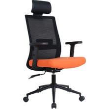 Adore Mobilya Vera Flex Multi Fonksiyon Çalışma Koltuğu  - Siyah/turuncu 63X117-127X67 cm