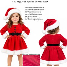 Pandoli Fitilli Kadife Kumaş 24-36 Ay 2-3 Yaş 92-98 cm Yılbaşı Bebek Noel Anne Kostümü 2 Parça