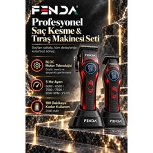 Fenda Profesyonel Şarjlı Bldc Motor 8000 Rpm 2'li Tıraş Makinesi Seti Kırmızı