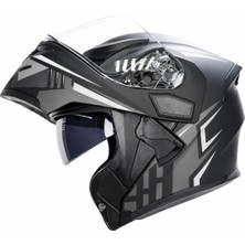 Rhkc Kc-Çene Açılır Vizörlü Kask [KC902] Mat Siyah -Gri [l] E Belgeli