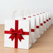 Aybaş Kağıtçılık 25X31CM 6 Adet Kurdele Desenli Hediye Çantası, Hediye Paketi,hediye Poşeti