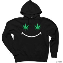 Z zepplin Cannabis Smile Siyah Kapşonlu Sweatshirt Hoodie
