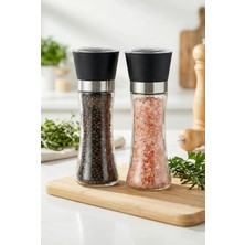 Vivien Home 2 Adet Cam Gövdeli Tuz ve Karabiber Değirmeni (Öğütücü) - 19 cm