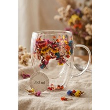 Vivien Home 350 ml Isıya Dayanıklı Borosilikat Çift Cidarlı Flower Cup Çiçekli Bardak