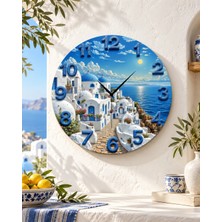 AA Shop Deniz Doğa Renkli Baskı Desenli Sayılı Hediyelik Ahşap Sessiz Tablo Duvar Saati