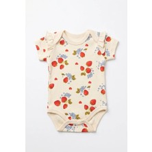 Tiffany Baby Kız Bebek Strawberry Garden Theme Kısa Kol Zıbın Ekru 15008