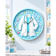 AA Shop Doktor Hemşire Eczacı Renkli Baskı Desenli Sayılı Hediyelik Ahşap Sessiz Tablo Duvar Saati