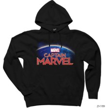Z zepplin Captain Marvel On World Siyah Kapşonlu Sweatshirt Hoodie