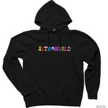 Z zepplin Travis Scott Astroworld Siyah Kapşonlu Sweatshirt Hoodie