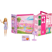 Barbie Barbıe® Hafta Sonu Tatil Evi | Oyuncak Bebek Evi, Bebek, 10 Aksesuar, 4 Oyun Alanı ve Yavru Kedi JMD28
