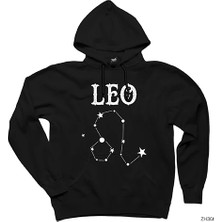 Z zepplin Aslan Burcu Yıldız Haritası Siyah Kapşonlu Sweatshirt Hoodie
